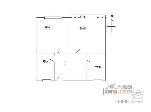 三里新城董家苑2室1厅1卫户型图