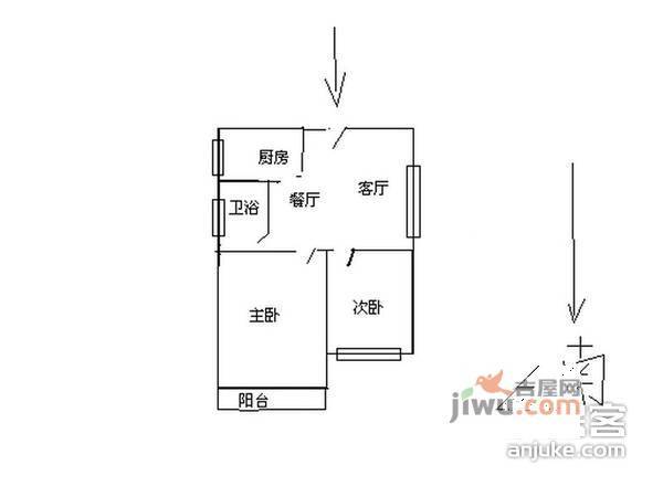 良渚玉都佳苑2室2厅1卫97㎡户型图