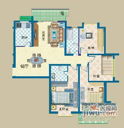 九溪玫瑰园公寓5室5厅3卫350㎡户型图