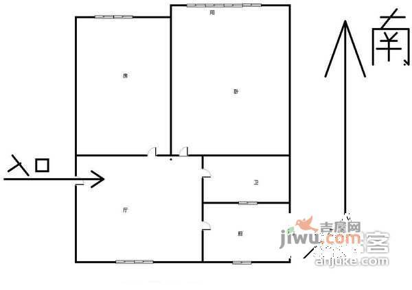 娑婆新村2室1厅1卫74㎡户型图