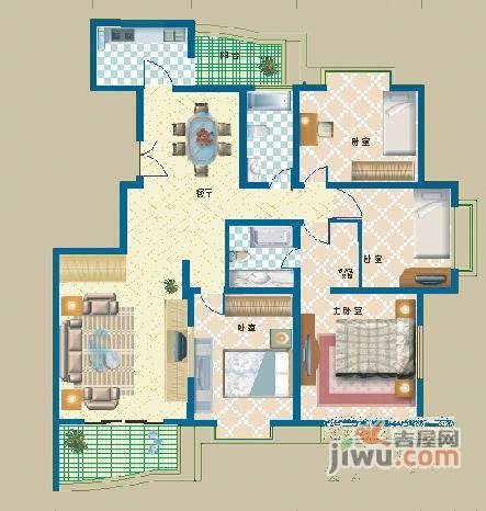 钱塘雅苑4室2厅2卫182㎡户型图