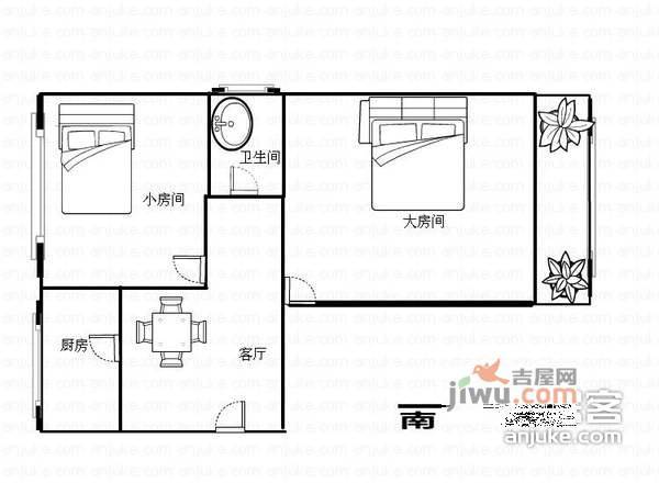 水陆寺巷小区2室1厅1卫81㎡户型图