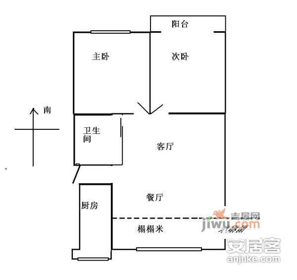 天赐苑2室2厅1卫79㎡户型图