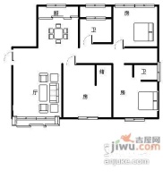 中南公寓3室1厅1卫91㎡户型图