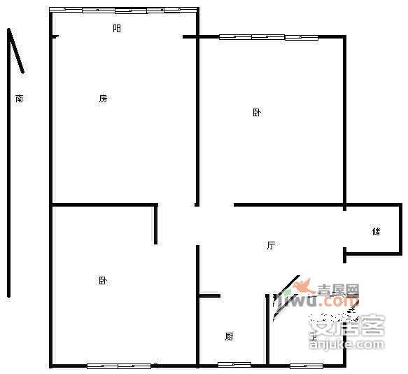 莫干新村3室1厅1卫81㎡户型图