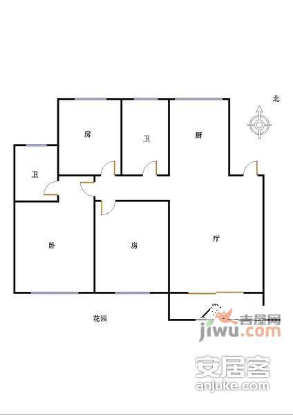 湘湖家园3室2厅2卫144㎡户型图