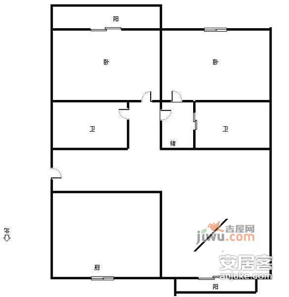 湘湖家园2室2厅2卫户型图