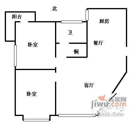 钱塘景苑2室2厅1卫93㎡户型图