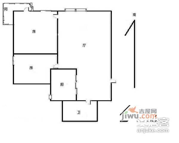 普金花园2室2厅1卫100㎡户型图