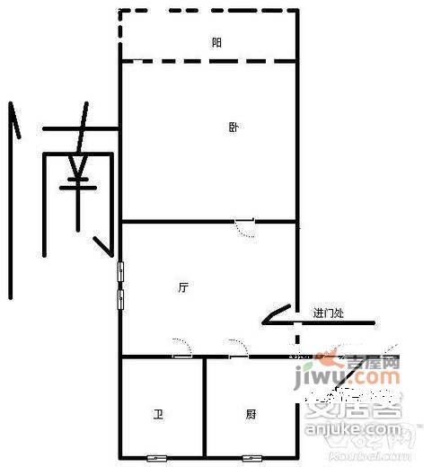 建工新村1室1厅1卫49㎡户型图