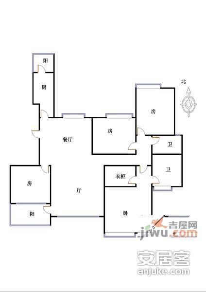 临江花园4室1厅2卫户型图