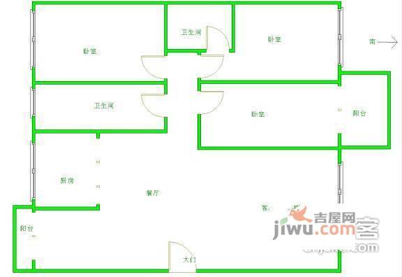 天阳美林湾3室2厅1卫户型图