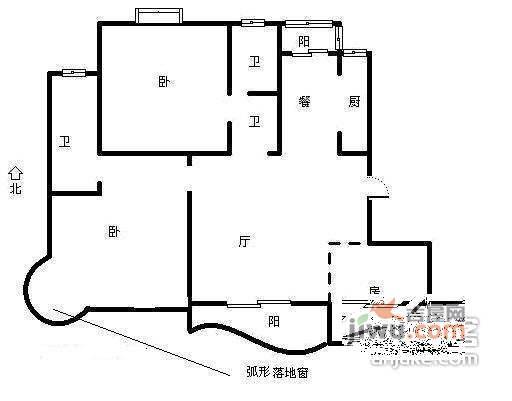 天阳美林湾3室2厅2卫128㎡户型图