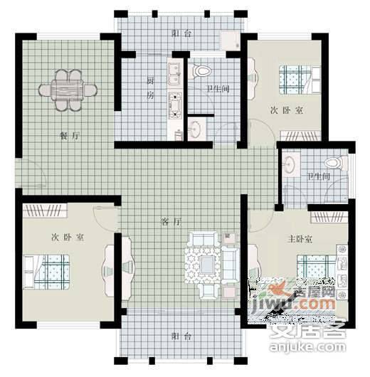 黄鹤山居3室2厅2卫158㎡户型图