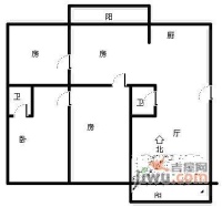 银色港湾公寓2室2厅2卫102㎡户型图