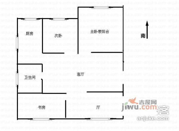 西溪河东3室2厅1卫130㎡户型图