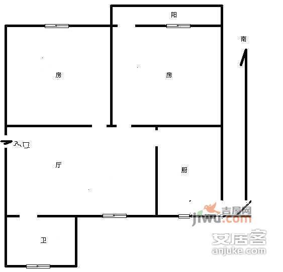 西溪河东2室1厅1卫89㎡户型图