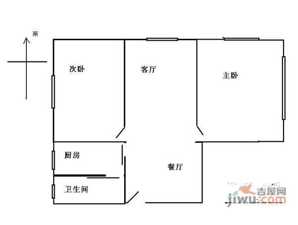 西溪河东2室2厅1卫79㎡户型图