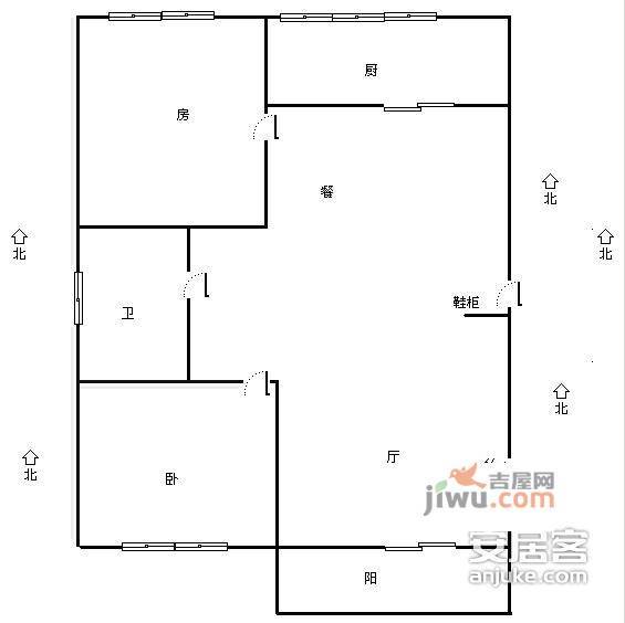 世纪新城2室2厅1卫107㎡户型图