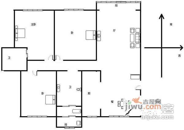 世纪新城3室2厅2卫139㎡户型图