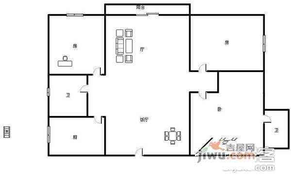 世纪新城3室2厅2卫139㎡户型图