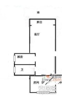 武汉话剧院宿舍1室1厅1卫47㎡户型图