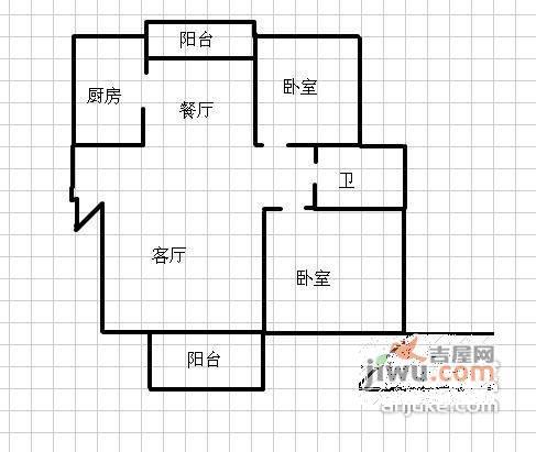 藏龙星天地2室2厅1卫88㎡户型图