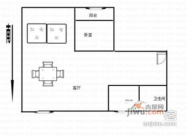 中山社区1室1厅1卫户型图