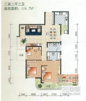 凯乐花园3室2厅2卫150㎡户型图
