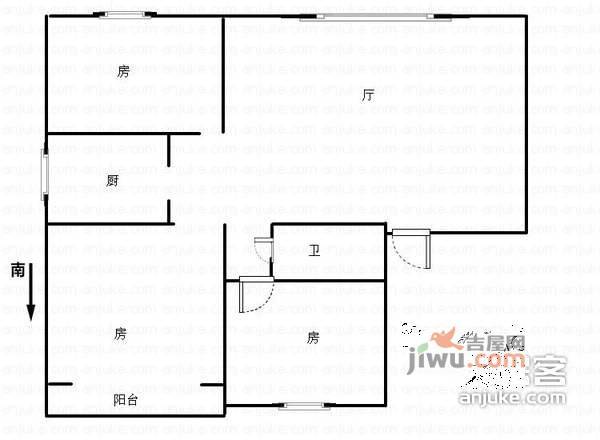 紫荆花苑3室2厅1卫户型图