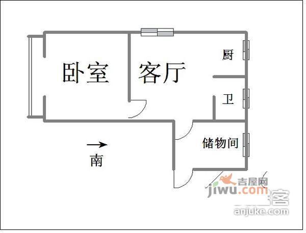 钟家村小区1室1厅1卫60㎡户型图