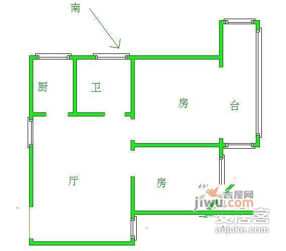 园丁苑2室1厅1卫87㎡户型图