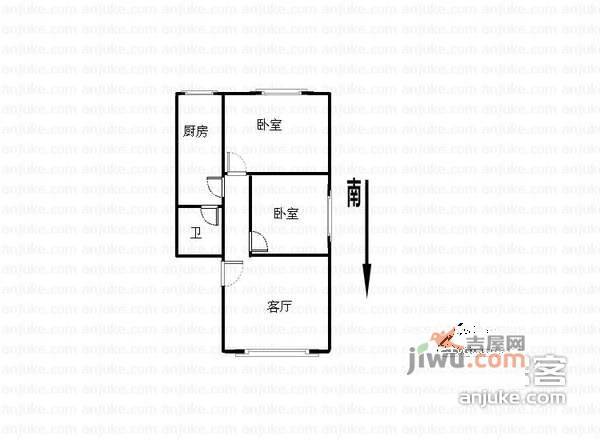 园丁苑2室2厅1卫77㎡户型图