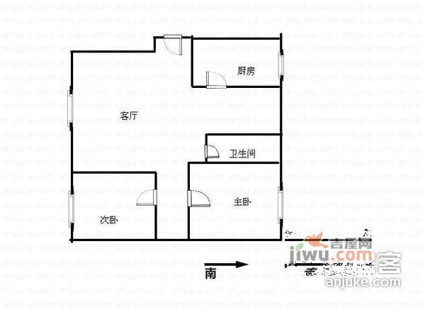 万科魅力之城2室1厅1卫75㎡户型图