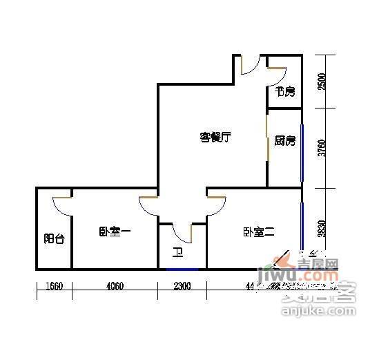 华乐苑2室1厅1卫97㎡户型图