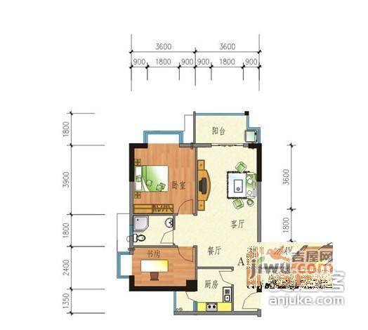 新域柠檬特区2室2厅1卫85㎡户型图