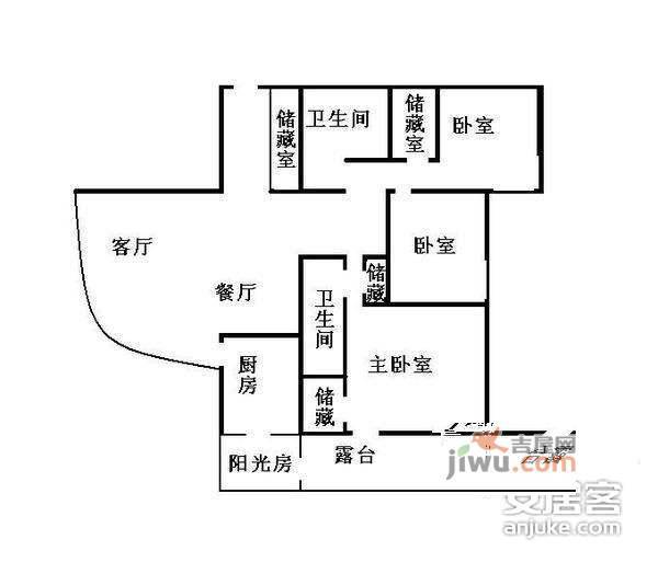 都市假日3室2厅2卫户型图