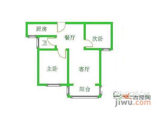 长福公寓2室2厅1卫102㎡户型图