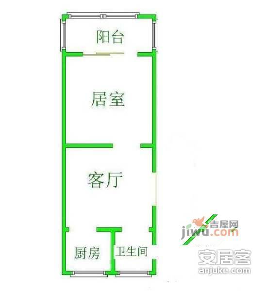 长福公寓1室1厅1卫户型图