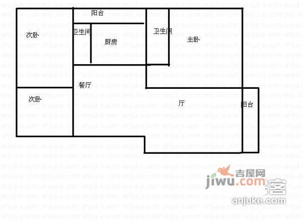 祥和家园3室2厅2卫136㎡户型图