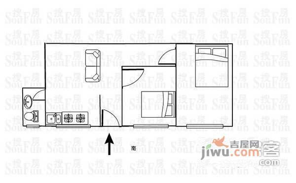 狮城风华新都2室1厅1卫64㎡户型图