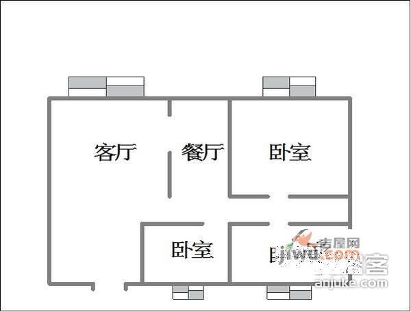 水岸人家3室2厅1卫114㎡户型图