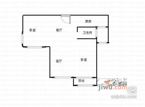 金利明珠花园2室2厅1卫91㎡户型图