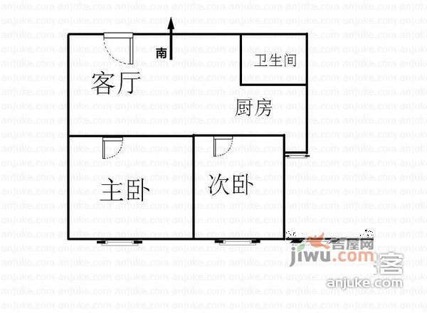 金利明珠花园2室1厅1卫91㎡户型图