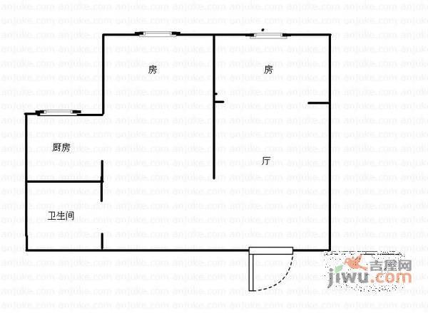 金利明珠花园2室1厅1卫91㎡户型图