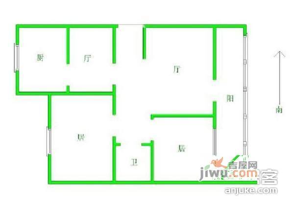 水陆小区2室2厅1卫80㎡户型图