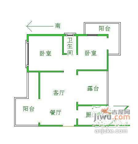 东方夏威夷国际花园2室2厅1卫110㎡户型图