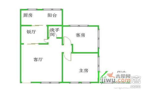 湖边坊人家2室1厅1卫68㎡户型图