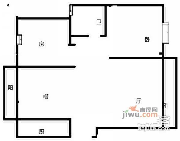 七里晴川2室2厅1卫95㎡户型图