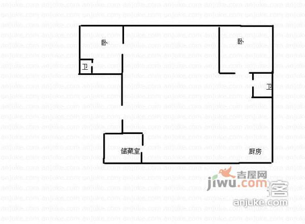 月湖景苑2室2厅2卫128㎡户型图